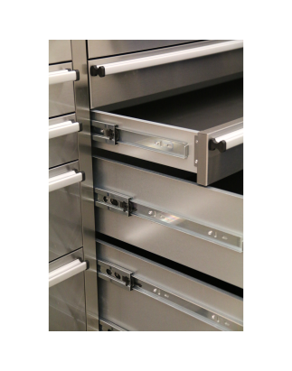 Mobile Stainless Steel Tool Cabinet 10 Drawer with Backboard & 2 Wall Cupboards