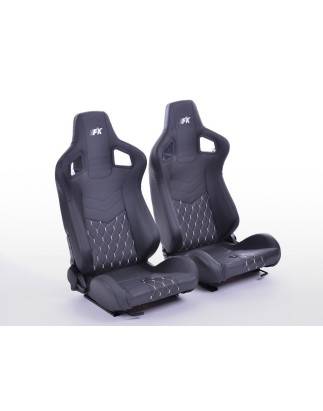 Sièges sport FK Sièges auto demi-coque Set Stuttgart cuir artificiel noir