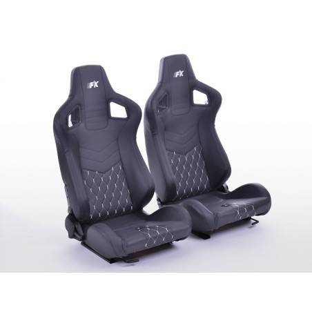 FK sport seats half-shell car seats Set Stuttgart artificial leather black