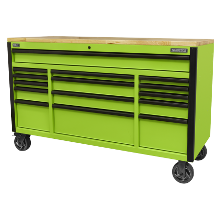 15 Drawer Mobile Trolley with Wooden Worktop 1549mm