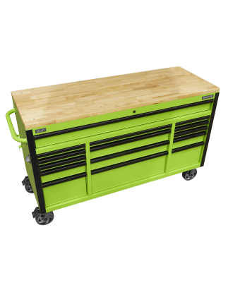 15 Drawer Mobile Trolley with Wooden Worktop 1549mm