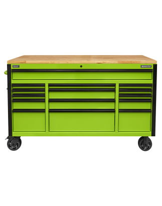 15 Drawer Mobile Trolley with Wooden Worktop 1549mm