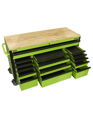 15 Drawer Mobile Trolley with Wooden Worktop 1549mm