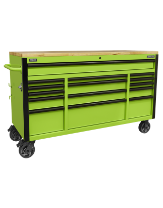 15 Drawer Mobile Trolley with Wooden Worktop 1549mm