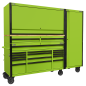 15 Drawer 1549mm Mobile Trolley with Wooden Worktop, Hutch, 2 Drawer Riser & Side Locker