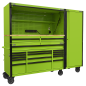 15 Drawer 1549mm Mobile Trolley with Wooden Worktop, Hutch, 2 Drawer Riser & Side Locker