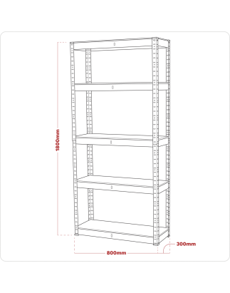 Racking Unit with 5 Shelves 150kg Capacity Per Level