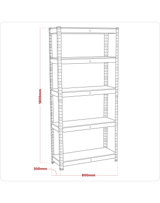 Racking Unit 5 Shelf 150kg Capacity Per Level