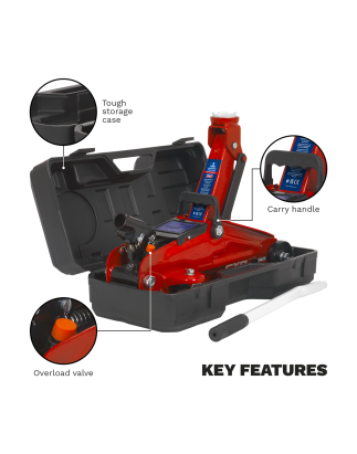 Short Chassis Trolley Jack with Storage Case 2 Tonne