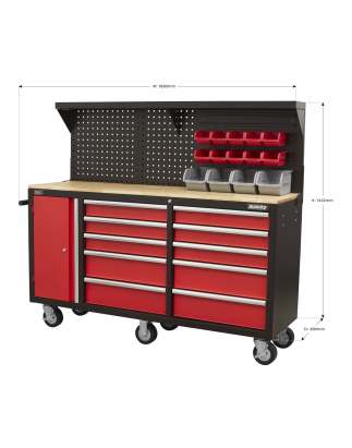 Mobile Workstation 10 Drawer with Backboard