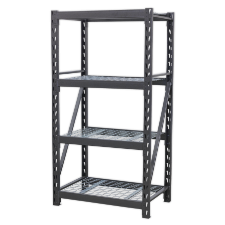 Heavy-Duty Racking Unit with 4 Mesh Shelves 640kg Capacity Per Level 978mm