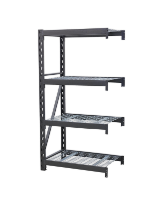 Heavy-Duty Racking Extension Pack with 4 Mesh Shelves 640kg Capacity Per Level