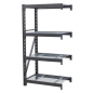 Heavy-Duty Racking Extension Pack with 4 Mesh Shelves 640kg Capacity Per Level