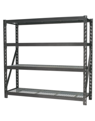 Heavy-Duty Racking Unit with 4 Mesh Shelves 640kg Capacity Per Level 1956mm