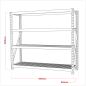 Heavy-Duty Racking Unit with 4 Mesh Shelves 640kg Capacity Per Level 1956mm