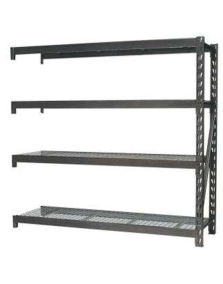 Heavy-Duty Racking Extension Pack with 4 Mesh Shelves 640kg Capacity Per Level