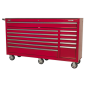 Rollcab 12 Drawer with Ball-Bearing Slides Heavy-Duty - Red