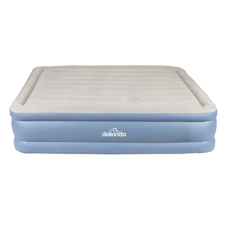 Dellonda, Queen, InflatableHigh Raised Flocked Air Bed, with Built-In Electric Pump, Carry Bag, Self Inflation/Deflation and Coi