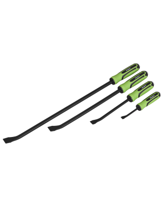 Angled Pry Bar Set with Hammer Cap Heavy-Duty 4pc