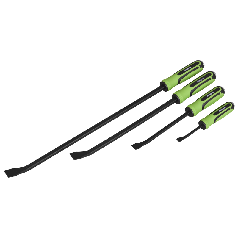 Angled Pry Bar Set with Hammer Cap Heavy-Duty 4pc