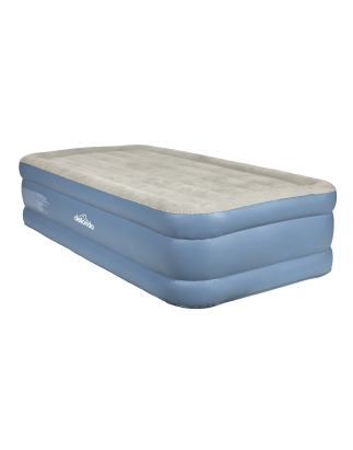 Dellonda, Single, Inflatable High Raised Flocked Air Bed, with Built-In Electric Pump, Carry Bag, Self Inflation/Deflation and C