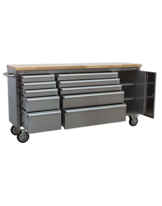 Mobile Stainless Steel Tool Cabinet 10 Drawer & Cupboard