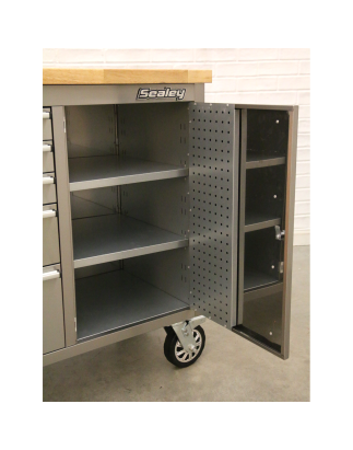 Mobile Stainless Steel Tool Cabinet 10 Drawer & Cupboard