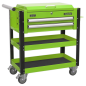 Heavy-Duty Mobile Tool & Parts Trolley 2 Drawers & Lockable Top - Green