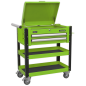 Heavy-Duty Mobile Tool & Parts Trolley 2 Drawers & Lockable Top - Green