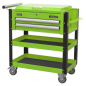 Heavy-Duty Mobile Tool & Parts Trolley 2 Drawers & Lockable Top - Green