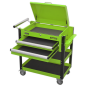 Heavy-Duty Mobile Tool & Parts Trolley 2 Drawers & Lockable Top - Green