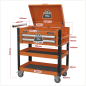 Heavy-Duty Mobile Tool & Parts Trolley 2 Drawers & Lockable Top - Orange