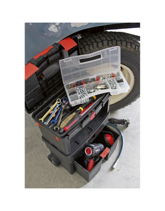 Mobile Toolbox with Tote Tray & Removable Assortment Box