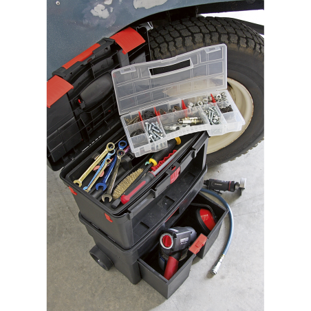 Mobile Toolbox with Tote Tray & Removable Assortment Box