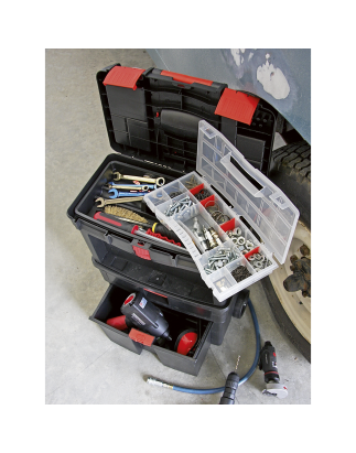 Mobile Toolbox with Tote Tray & Removable Assortment Box