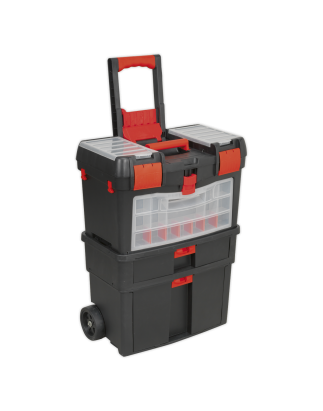 Mobile Toolbox with Tote Tray & Removable Assortment Box