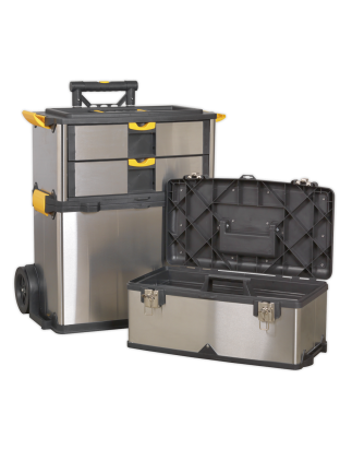 Mobile Stainless Steel/Composite Toolbox - 3 Compartment