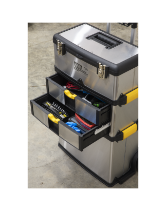 Mobile Stainless Steel/Composite Toolbox - 3 Compartment