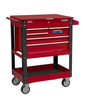 Heavy-Duty Mobile Tool & Parts Trolley with 5 Drawers & Lockable Top