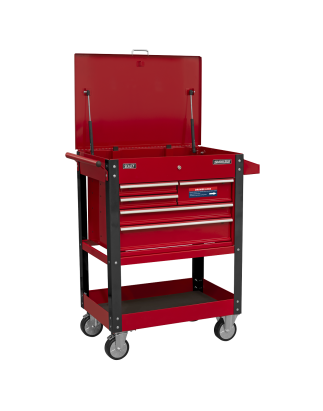 Heavy-Duty Mobile Tool & Parts Trolley with 5 Drawers & Lockable Top