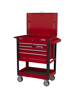 Heavy-Duty Mobile Tool & Parts Trolley with 5 Drawers & Lockable Top