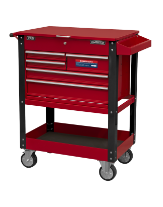 Heavy-Duty Mobile Tool & Parts Trolley with 5 Drawers & Lockable Top