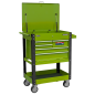 Heavy-Duty Mobile Tool & Parts Trolley with 5 Drawers and Lockable Top- Hi-Vis Green