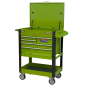 Chariot mobile robuste à outils et pièces avec 5 tiroirs et dessus verrouillable - Vert haute visibilité