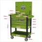 Heavy-Duty Mobile Tool & Parts Trolley with 5 Drawers and Lockable Top- Hi-Vis Green