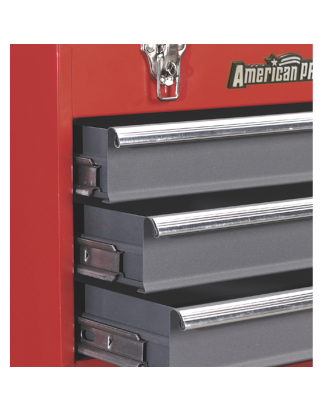 Tool Chest 3 Drawer Portable with Ball-Bearing Slides - Red/Grey