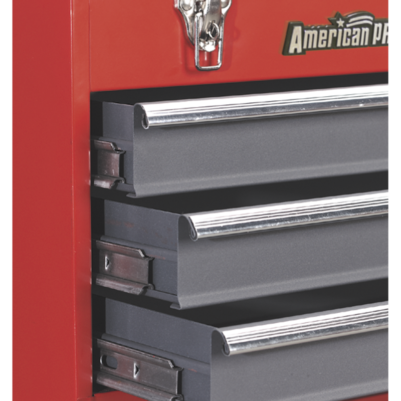 Tool Chest 3 Drawer Portable with Ball-Bearing Slides - Red/Grey