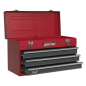 Tool Chest 3 Drawer Portable with Ball-Bearing Slides - Red/Grey