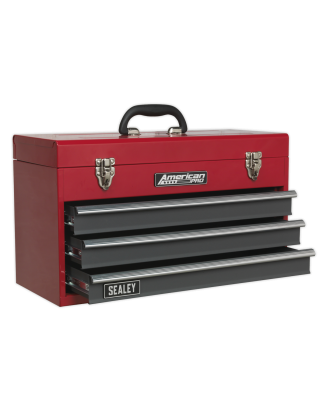 Tool Chest 3 Drawer Portable with Ball-Bearing Slides - Red/Grey