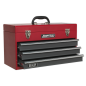 Tool Chest 3 Drawer Portable with Ball-Bearing Slides - Red/Grey